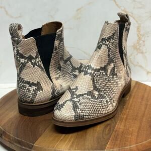 Lucky Brand Haylia Leather Snake Print Chelsea Booties 8.5‎